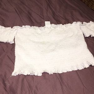 White Smocked Crop Top